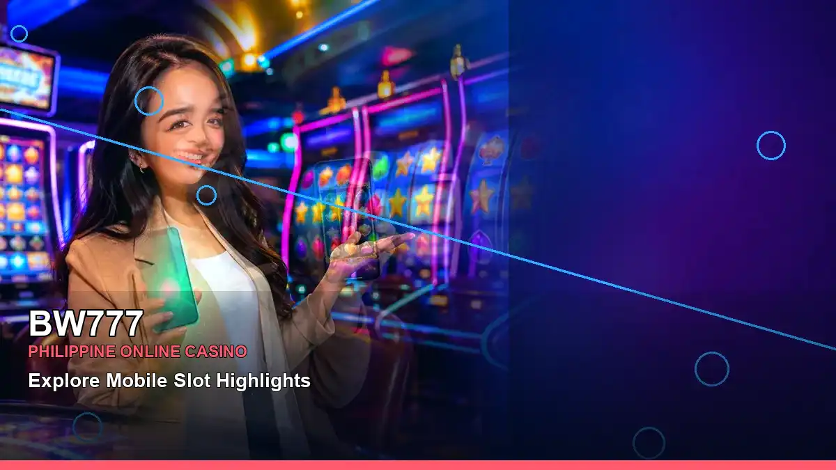 BW777 mobile casino app featuring an adult Filipina casino host with a left-framed composition