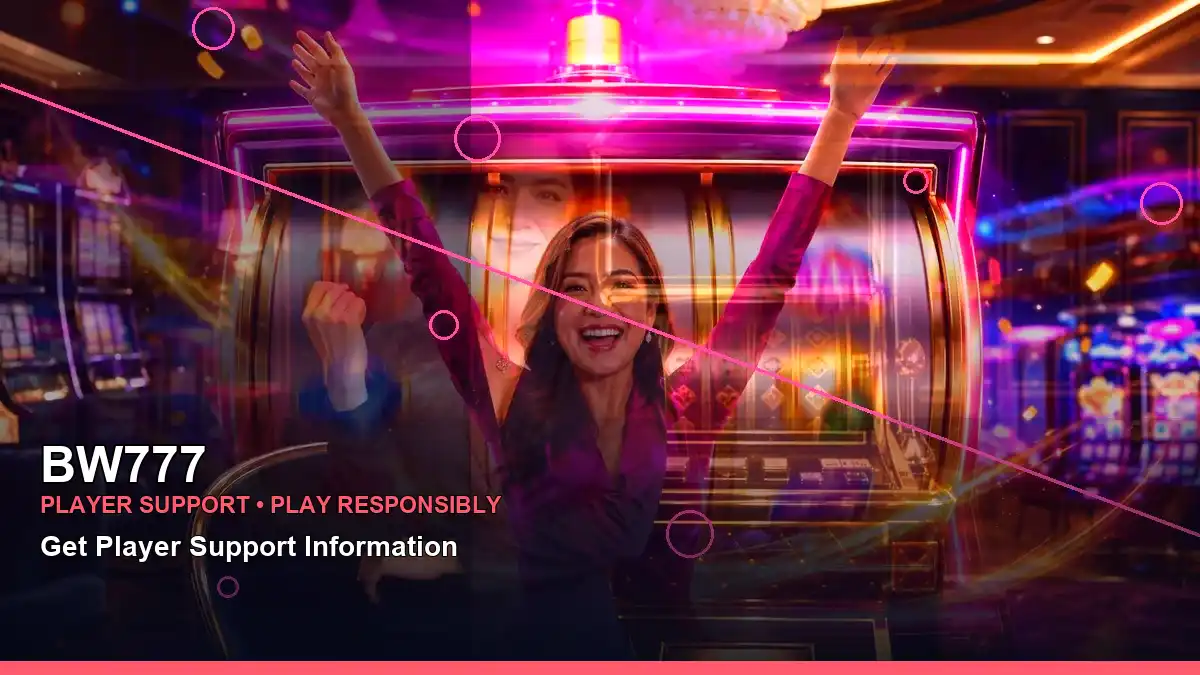 BW777 party online slot games featuring an adult Filipina casino host with a right close-up composition